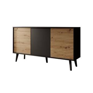 Meubella Dressoir Palladium - Eiken - Zwart - 154 cm