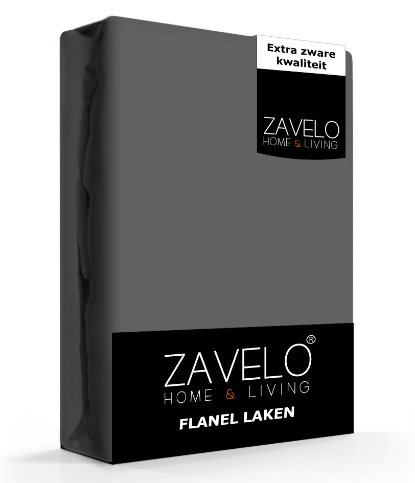 Zavelo Flanel Laken Antraciet-Lits-jumeaux (240x300 cm)