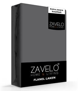 Zavelo Flanel Laken Antraciet-Lits-jumeaux (240x260 cm)