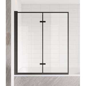 Badplaats Badwand Medal 120 x 140 cm - Zwart - Badscherm Draaibaar 5 mm dik - Veiligheidsglas en Antikalk