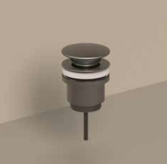 IVY Bond fonteinset: fonteinkraan met gebogen uitloop model S 19,4 cm en clickplug, geborsteld nickel PVD