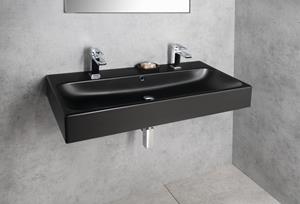 Toridi keramische wastafel 101x46,5cm met 2 kraangaten zwart mat