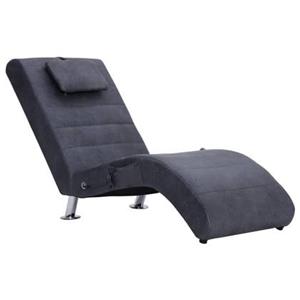 VidaXL Massage chaise longue met kussen kunstsuÃ¨de grijs
