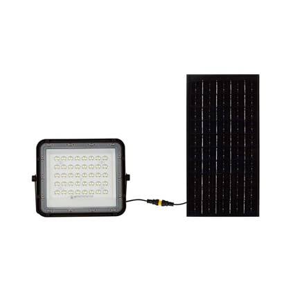 v-tac VT-80W Schwarzer LED-Strahler mit 10 w Solarpanel und Fernbedienung, LED-Flutlicht mit austauschbarer Batterie, 6400 k, 3 m Kabel – 7823 - Schwarz
