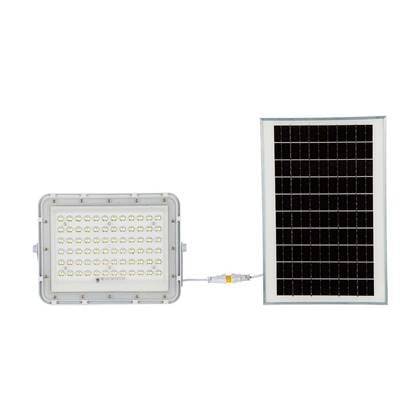 VT-120W Weißer LED-Fluter mit 15-W-Solarpanel und Fernbedienung, LED-Flutlicht mit austauschbarer Batterie, 6400 k, 3 m Kabel – 7843 - Weiß - V-tac