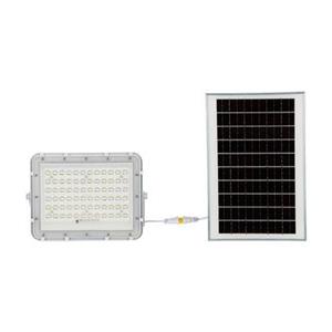 VT-120W Weißer LED-Strahler mit 15W Solarpanel und ferngesteuertem LED-Flutlicht mit austauschbarer Batterie 4000 k, 3 m Kabel – 7844 - Weiß - V-tac