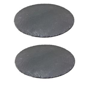 Merkloos 3x Leisteen serveerplanken/onderzetters 30 cm rond -