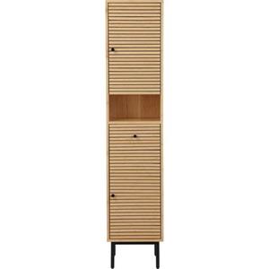 andas Hochschrank "Bali Standschrank Badezimmer WC Bad", Badmöbel mit 2 Türen und einer Schublade, Breite 35cm