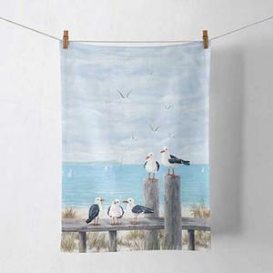 Countrylifestyle Keukenhanddoek zeemeeuwen op de steiger