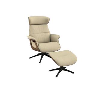 FLEXLUX Relaxfauteuil Clement relaxfauteuil, fauteuil, ligstoel, TV-stoel, Rug- & hoofdverstelling, draaibaar, armleuning walnoot, voet zwart