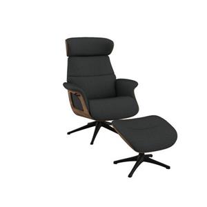FLEXLUX Relaxfauteuil Clement relaxfauteuil, fauteuil, ligstoel, TV-stoel, Rug- & hoofdverstelling, draaibaar, armleuning walnoot, voet zwart