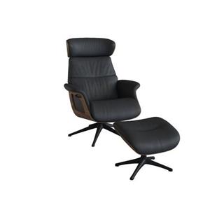 FLEXLUX Relaxfauteuil Clement relaxfauteuil, fauteuil, ligstoel, TV-stoel, Rug- & hoofdverstelling, draaibaar, armleuning walnoot, voet zwart