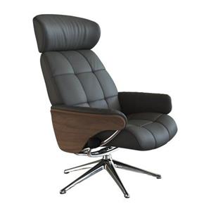 FLEXLUX Relaxfauteuil Relaxchairs Skagen Relaxfunctie & verstelling van hoofdsteun en rugleuning, armleuningen Walnoot, aluminium voet, M