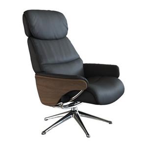 FLEXLUX Relaxfauteuil Relaxchairs Aarhus Relaxfunctie & verstelling van hoofdsteun en rugleuning, armleuningen Walnoot, aluminium voet, M