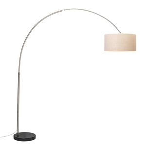 QAZQA Booglamp staal stoffen kap wit 50 cm - XXL