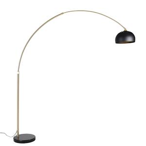 QAZQA Moderne booglamp messing met marmeren voet en zwarte kap 32,5 cm - XXL