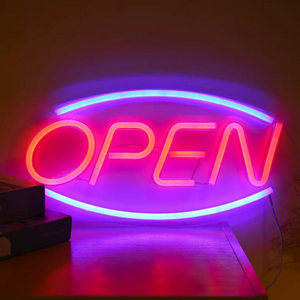 Groenovatie LED Neon Wandlamp Open, Op USB, 45x22x2cm, Blauw / Roze