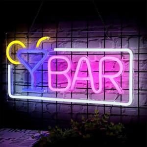 Groenovatie LED Neon Wandlamp Bar, Op USB, 45x22x2cm, Blauw / Roze / Wit