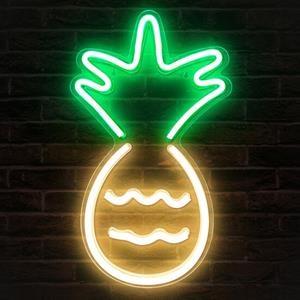 Groenovatie LED Neon Wandlamp Ananas, Op USB, 44x26x2cm, Groen / Geel
