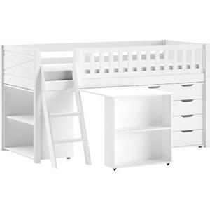 Vipack Spielbett, mit viel Funktion auf kleinem Raum, LF 90x200 cm, Kiefer weiß lackiert