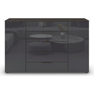 rauch Kommode "Flipp", 2-trg mit 5 Schubladen und Soft-Close-Funktion, Glasfront, 2 Breiten