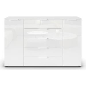 rauch Kommode "Flipp", 2-trg mit 5 Schubladen und Soft-Close-Funktion, Glasfront, 2 Breiten