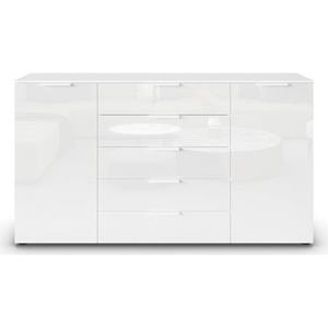 rauch Kommode "Flipp", 2-trg mit 5 Schubladen und Soft-Close-Funktion, Glasfront, 2 Breiten