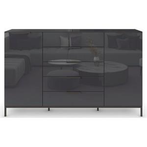 rauch Kommode "Flipp", 2-türig, 5 Schubladen, Soft-Close, Oberboden und Front Glas, 2 Breiten
