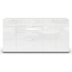 rauch Kommode "Flipp", 3-türig mit 5 Schubladen und Soft-Close-Funktion sowie Glasfront