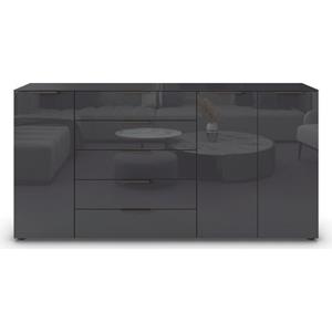 rauch Kommode "Flipp", 3-türig, 5 Schubladen, Soft-Close-Funktion, Oberboden und Front Glas