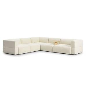 Scandinavische hoekbank Karla chenille off white 6-zits