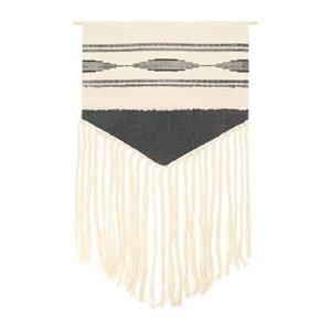 Wanddecoratie macrame - Grijs en wit