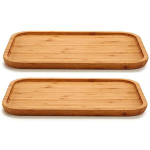 Kinvara Set van 2x stuks voedsel/hapjes serveerplank van bamboe 30 x 20 cm met rand -