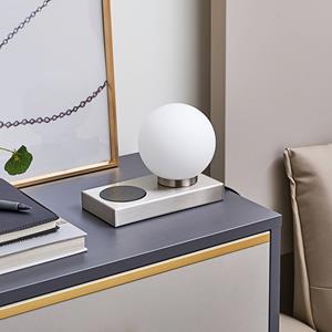 LINDBY Junis tafellamp, nikkel, oplaadfunctie