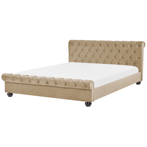 BELIANI Waterbed fluweel beige 180 x 200 cm AVALLON