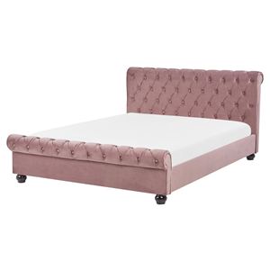 BELIANI Waterbed fluweel roze 180 x 200 cm AVALLON