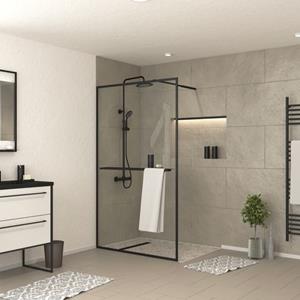 Aurlane Dark Edge Shelf Inloopdouche|mat Zwart 120x200cm|glasdikte 6mm