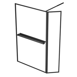 Aurlane Dark Edge Shelf Inloopdouche|mat Zwart 120+40x200cm|glasdikte 5mm