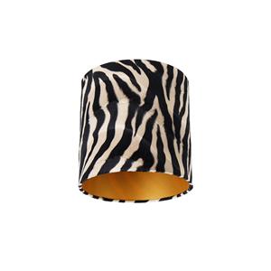 QAZQA Velours lampenkap zebra dessin 25/25/25 gouden binnenkant