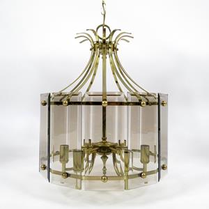 Whoppah Brass and smoked glass chandelier Chrome/Glass - Tweedehands