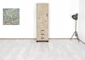 Loods XL Steigerhouten kast Logan met industrieel onderstel