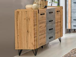 Mobistoxx Dressoir MILPO 2 deuren 4 lades wotan eik/beton