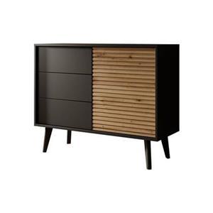 Meubella Dressoir Palladium - Eiken - Zwart - 104 cm