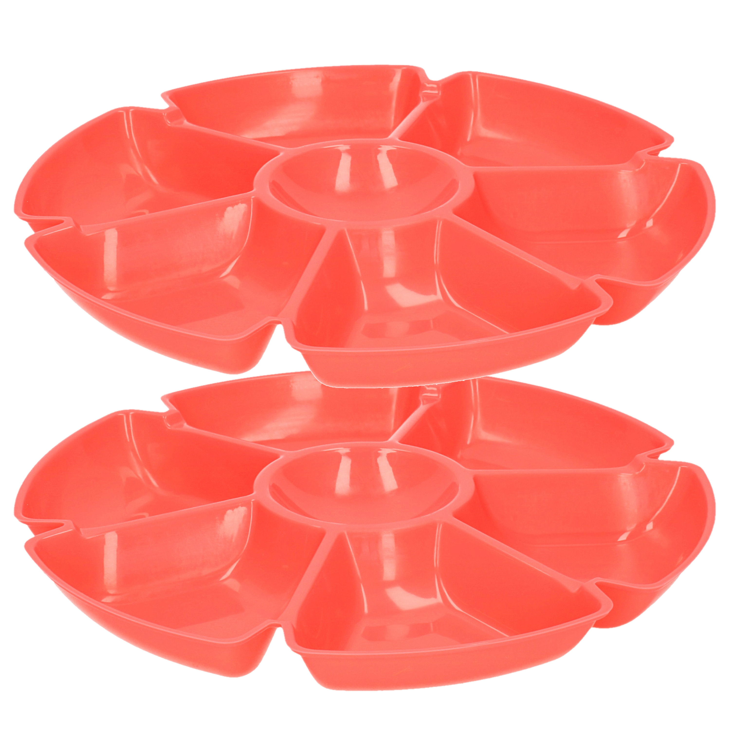 Excellent Houseware Hapjes/chips serveerschaal - set 2x stuks - oranje - 29 cm -