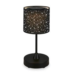 Briloner - Leuchten - led Tischlampe Akku, Dimmbar, Sternendesign, Stoff led Tischleuchte Kabellos, Touchfunktion, 3.300K Warmweiß, Schwarz, 300x125