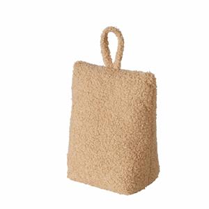 Boltze Deurstopper zak - 1 kilo - licht bruin - pluche/teddy stof - 20 x 10 cm -