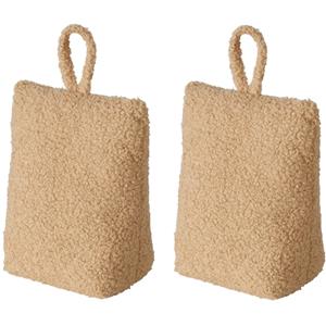 Boltze Deurstopper - 2x - 1 kilo - licht bruin - pluche - 20 x 10 cm -