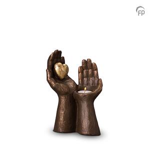 Geert Kunen design urnen Keramiek urn met hartje en waxine: Gedragen Liefde (300ml)