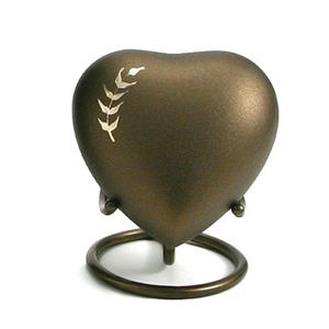 Terrybear Hart urn Area Wheat in bronskleur + standaard