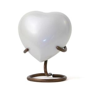 Terrybear Hart urn Trinity Pearl White + standaard
